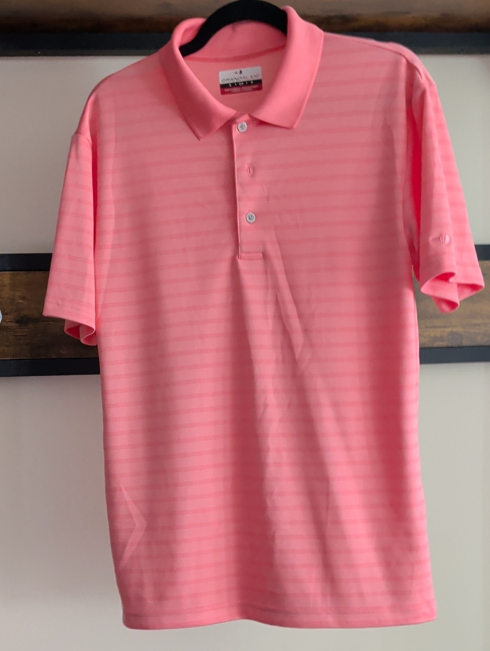Men's Pink Striped Polo Shirt - Classic Casual Grand Slam Size Small